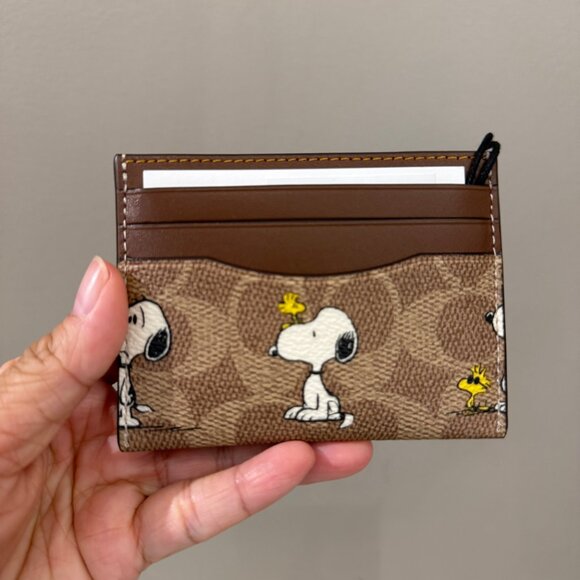 Coach X Peanuts Slim Id Card Case In Signature Canvas With Snoopy Print CBK55 - Picture 3 of 5